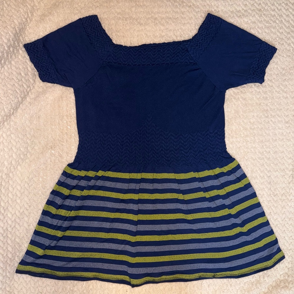 Blue and Green Striped Babydoll Top